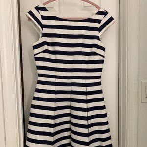 Kate Spade In Full Bloom Navy + White Stripe Dress